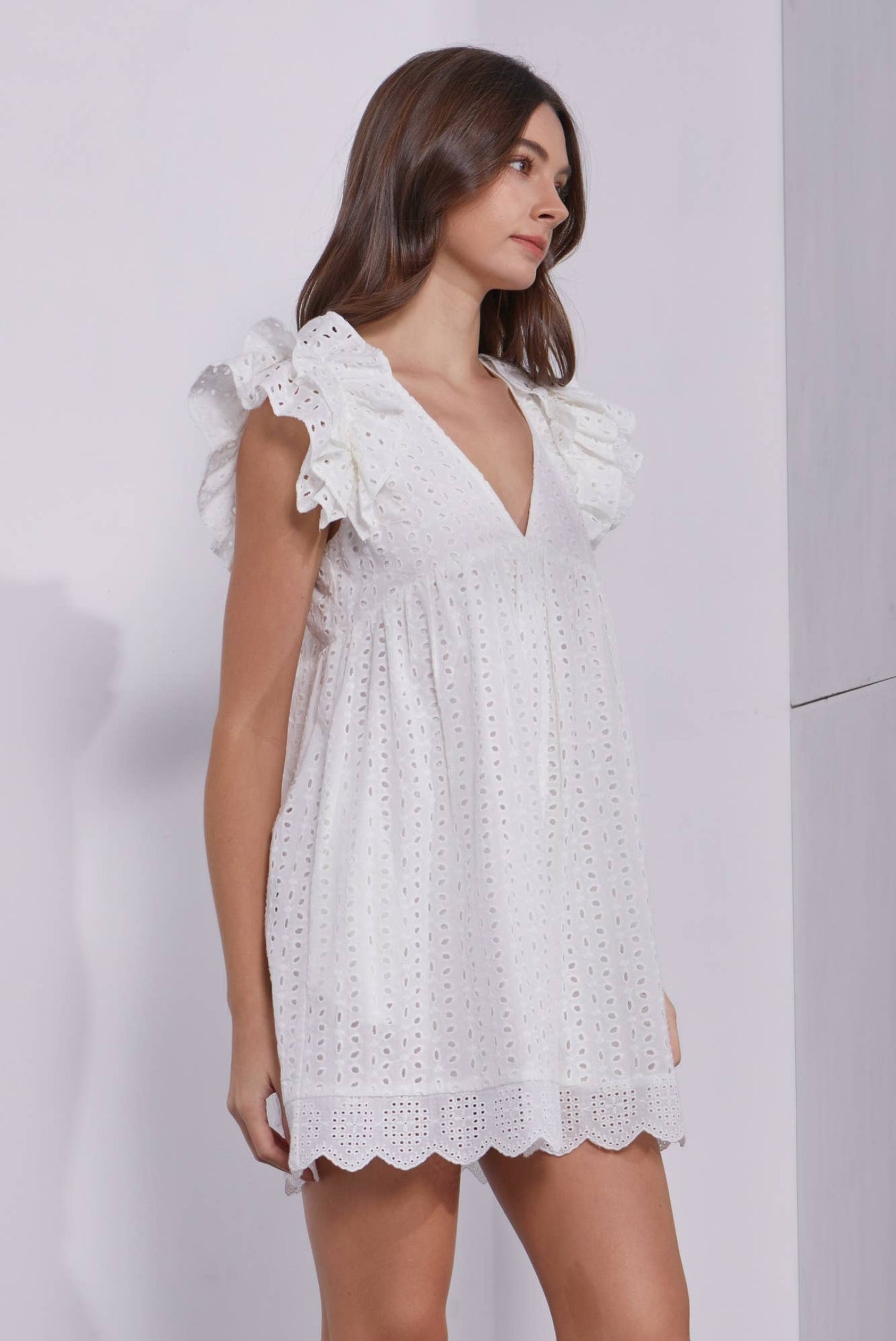 White Eyelet Babydoll Dress