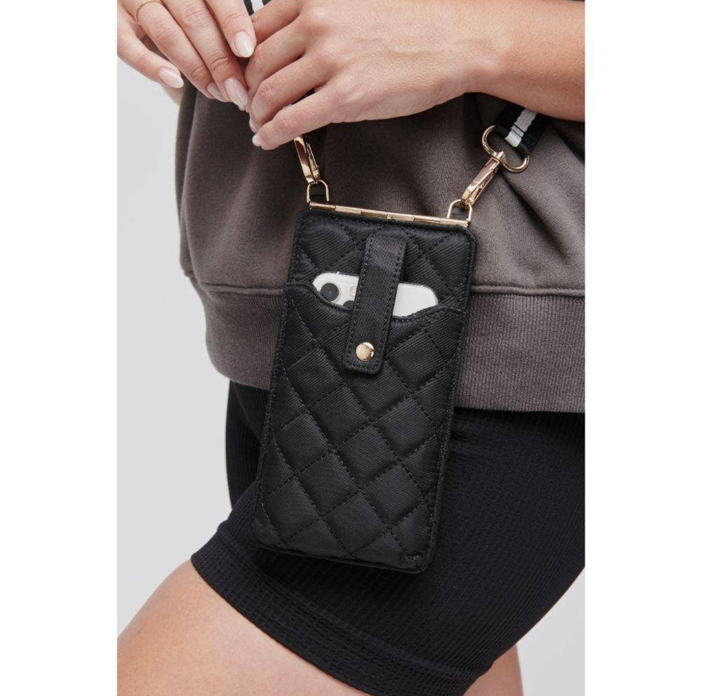 Quilted Crossbody Cell Phone Holder