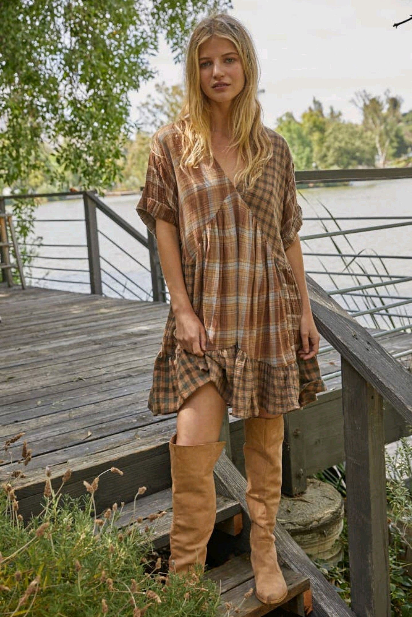 Plaid Babydoll Dress